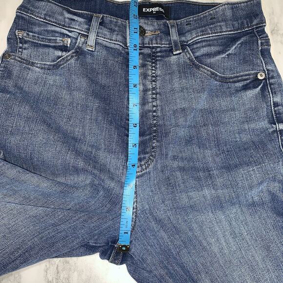 EXPRESS Straight Super High Rise 4R Blue Denim Jeans - Picture 9 of 12
